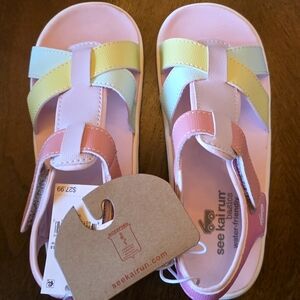 See Kai Run Pastel Multi-Color Girls' Sandals - Pink, Yellow, Blue